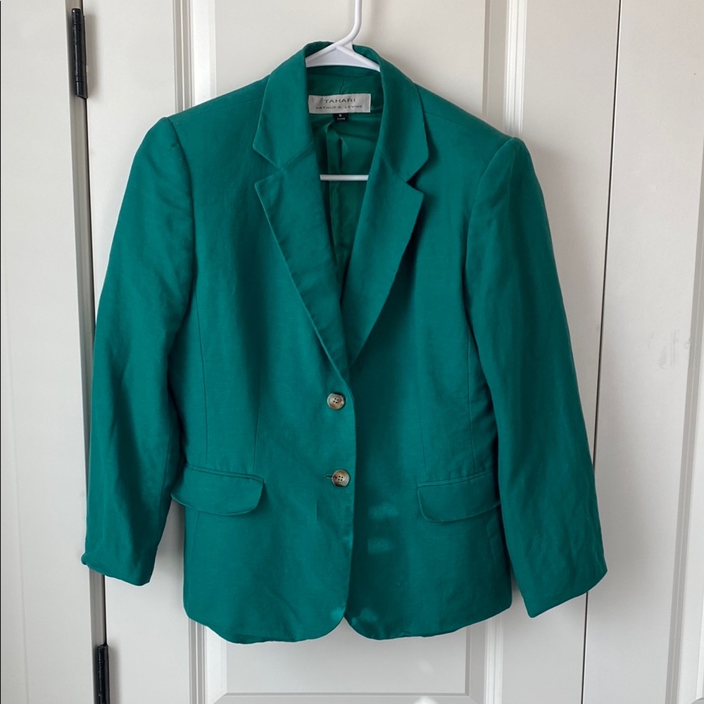 Tahari Green Linen Blazer